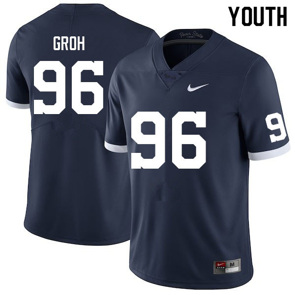 Youth #96 Mitchell Groh Penn State Nittany Lions College Football Jerseys Sale-Retro